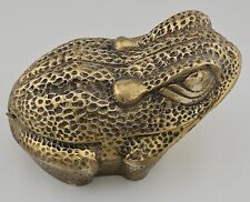 Brass Sculpture-Vintage Collectible Frog/Toad Hinged Trinket Box picture