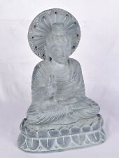 Stone Buddha Statue Natural Grey Blesing Idol Symbol Of Peace Fine Craftmanship picture