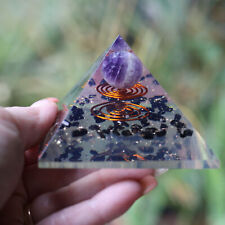 Amethyst Sphere Black Tourmaline75mm Orgone Pyramid for EMF & 5G Protection picture