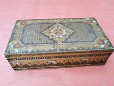 OLD PRIMITIVE VINTAGE  WOODEN HAND PAINTED PYROGRAPHY BOX CASE FOR JEWELЕRY picture