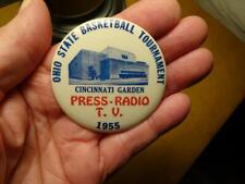 1955 RARE OHIO STATE BASKETBALL TOURNAMENT PINBACK BUTTON VG Cincinnati Garden picture