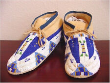Old American Sioux Style Suede Leather Handmade Beaded Moccasins HBM215 picture