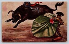 c1950s Salvador Carreña, Bull Fighting Matador Illustration VINTAGE Postcard 3c picture