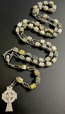 Vintage Green Connemara Marble 24.5” Rosary, Erin Celtic Crucifix, Ireland picture