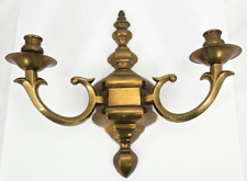 Vintage Brass Wall Sconce Candle Holder~2 Arm Light Tapers~Academia~Regency~14