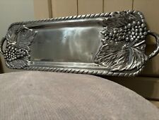 Pewter Grape Leaf Heavy TRAY Platter Mexico picture