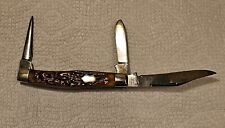 Rare 1920s FOX CUTLERY CO. USA-Bone Handle, Punch Blade,  Stockman Pocket Knife picture