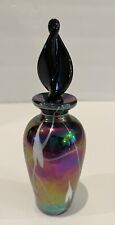 Beautiful Hanging Hearts And Vine Iridescent Glass Perfume Bottle Purple Green picture