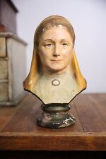 Vintage Antique Chalkware Head Bust Counter Display Religious woman statue old picture