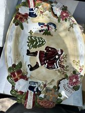 Home Trends Christmas platter with Santa classical heart warming scene picture