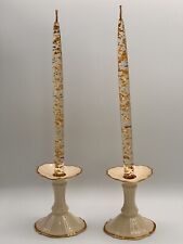 Lucite Taper Candles Gold Confetti 12” W/ Lenox Symphony Candle Holders picture