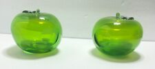 Murano  Barbini Large Green Apple Uranium Glass Bookends/Paperweights Heavy picture