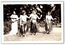 1943 Beautiful Hula Dancers US Army Censor Hawaii HI RPPC Photo Postcard picture