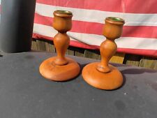 Pair of Wood Tapered Candle Holders picture