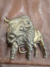 Brass Buffalo or Bison Belt Buckle by Baron Buckle Co. in 1978 picture