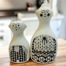 Porsgrund Scandinavian 'Madame & son' porcelain salt & pepper shakers Norway picture
