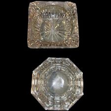 2 Vintage Heavy Lead  Crystal Ashtrays picture