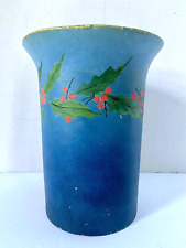 Vintage vase INDURATED FIBER CO. PORTLAND MAINE, c1885, Hand Painted w/Holly picture