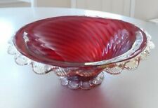 Vintage Golden Crown E&R Red Bowl Gold Flecks Scalloped Rim & Base Made in Italy picture