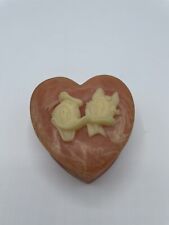 Vtg.  Disney Donald and Daisy Pink & White Soap Stone Incolay Heart Trinket Box picture