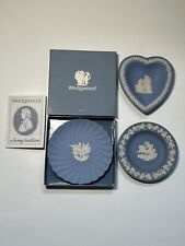 Wedgewood Blue Fluted Jasper Candy Tray/ Mini Plate, Heart Dish, Horse & Chariot picture
