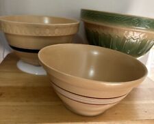 3 Stacking OVER and BACK Pottery Yellow Ware Farmhouse Sm,M,Lg Mixing Bowls picture