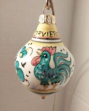 Vtg Deruta Orvieto Green Rooster Hanging Ornament Hand Painted 60s READ DES picture