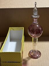 Vintage Purple Gold Glass Perfume Bottle With Dabbler- Made in Egypt 7” picture