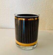 Vintage Georges Briard 1 Black Rock Glass in Gold Stripe Pattern picture