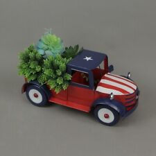 USA Red Metal Vintage Pickup Truck Planter picture