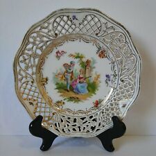 Schumann Bavaria Early Dresden Courting Couple Reticulated Pierced Plate Vintage picture