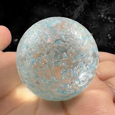 Large Vintage Italian Marble Round Polished Blue Transparent Speckled Glass VTG picture