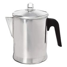 Heavy Duty Stove Top Percolator Coffee Pot Maker Aluminum Steel 9-Cup picture