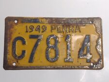 Vintage 1949 Pennsylvania License Plate C7814 PENNA picture
