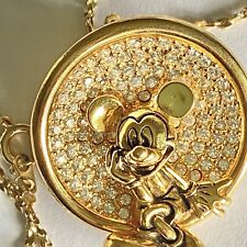 RARE Napier Round Gold Tone Disney Mickey Mouse Necklace Pendant Vintage picture