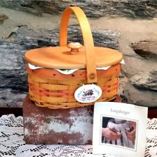 Vintage 1999 Longaberger Mother's Day Basket w Lid, Fabric & Protector Liners picture