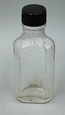 Vintage DURAGLAS Embossed 3 i Apothecary Medicine Clear Glass Bottle Black Lid picture
