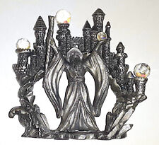 Pewter & Crystals - Wizard, Castle and Orbs - Fantasy Sculpture picture