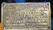 1907 BRASS CADILLAC TAG MOTOR CAR AUTOMOBILE picture
