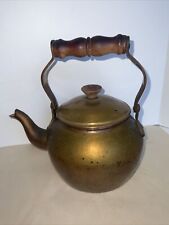 Vintage Tagus Small Copper Tea Pot, Wooden Handle, MCM Kitsch picture