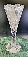 EAPG Celery Trumpet Twist Vase Ohio Flint Glass Co Diamond & Star #4889 Dunkirk picture