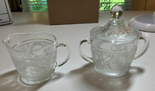 Anchor Hocking Sandwich Glass Creamer & Sugar with Lid picture