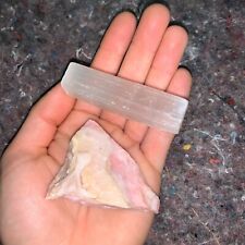 One (1) Charged Pink Opal Rough Gemstone + A FREE Selenite Charging Stick picture