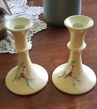 Hull Pottery Serenade Candlesticks Yellow #S16 Vintage 57 USA picture
