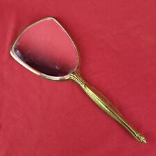 Vintage Handheld Vanity Mirror Floral Design Gold Tone picture