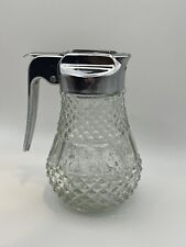 VTG Syrup Dispenser Grace Clear Glass Diamond point/ Hobnail Cut Glass  picture