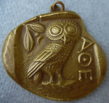 Greek Athena Owl Medallion/Pendant by Medallic Art Co. Bronze 41g 160-53F picture