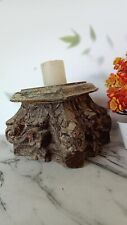 Vintage Hand Craved Wooden Candle Stand, Hand Made Rustic Brown Ancient Unique picture