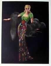 1944 Pinup Girl Calendar by Billy DeVorss Blond Draped in Silver Fox picture
