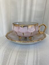 Vintage Royal Sealy China Pink Opalescent and Gold Accents Cup & Saucer ~ Japan picture